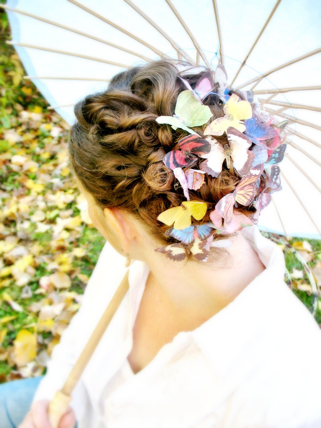 ONE handmade dupioni silk butterfly hair clip . the butterfly house . your choice