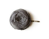 Rosette Bobby Pin Charcoal Gray Silk Fabric Flower Rosette Hair Bobby Pin Smokey Gray Romance Hair Pin Romantic 1.5 inch
