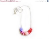 SUMMER SALE Pastel Geometric Necklace -  Sugargirl Necklace in Pink, Puplre, Peach, Coral,  Color Block Handmade Polymer Clay Beaded Neckla