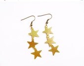 SUMMER SALE Star Dangle Earrings, Constellation Star Dangle Earrings, Raw Brass Geometric Earrings