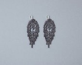 tulips grey lace chandelier earrings