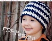 Sale Easy crochet beanie pattern, easy crochet hat pattern, striped crochet hat pattern, crochet pattern, instand download, permission to s
