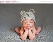 Sale Crochet Baby Hat with bear Ears, Infant Boy or Girl Crochet bear hat, toddler, child, Ivory, off white, oatmeal, tan, MADE TO ORDER