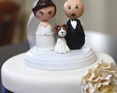 Personalized custom wedding cake topper bride groom one pet