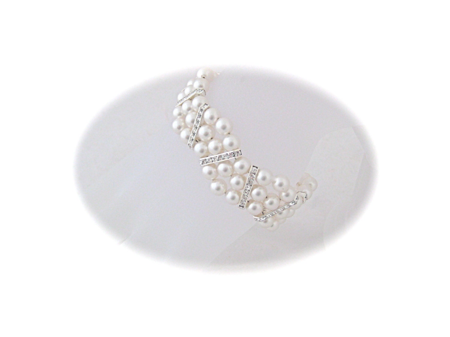 Bridal Jewelry Pearl Cuff Bracelet Bridal Wedding Jewelry with Swarovski Pearls and Rhinestones Wedding Jewelry
