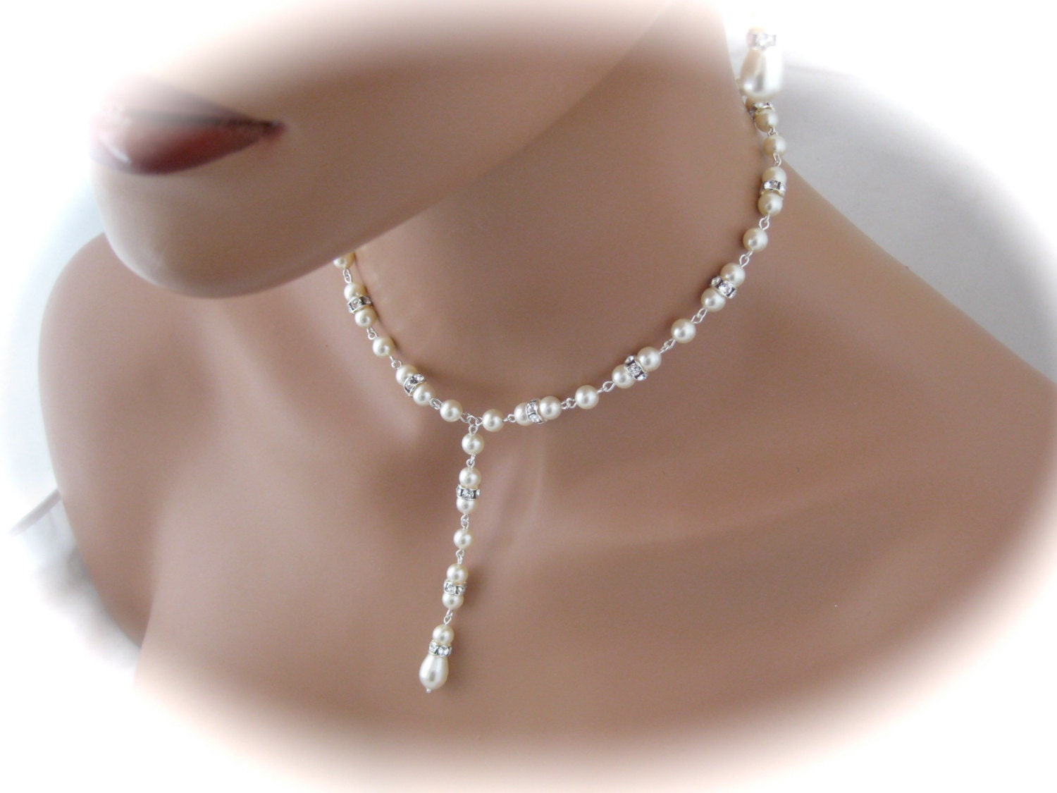 Wedding Jewelry Set Bridal Necklace and Earring Set With Swarovski Ivory Pearls bridal jewelry
