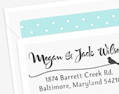 Custom Stamp -  Self Inking Address Stamp - Calligraphy Bird