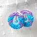 Earrings Turquoise Purple Sequin embroidered felt Blue Drop