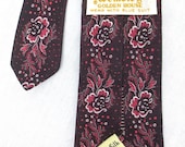 Vintage 1960's All Silk Black & Red Skinny WEMBLEY Necktie Cravat  Retro Silk Tie