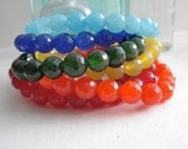 Rainbow Stretch Bracelet.  Candy Jade.