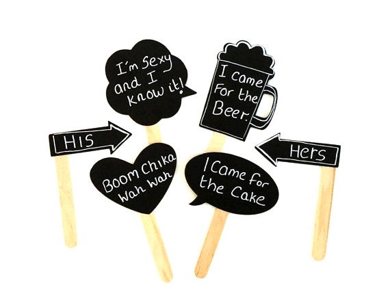 6 Chalkboard Photo Booth Props Speech Bubble Props Chalk board Photobooth Props Set of 6 Wedding Photo Props Decoration