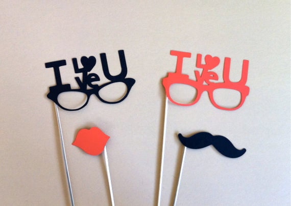 LOVERS PHOTOBOOTH PROP Photo Prop Glasses Photo Booth Props Set Engagement Party Valentines Day Wedding Party Decorations Party Supplies