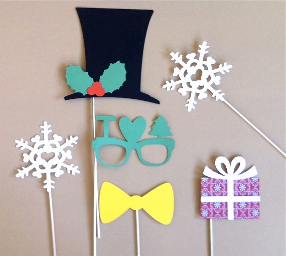 Christmas Photo Booth Props - Holiday Glasses Set Christmas PhotoBooth Props Christmas Party Supplies Prop Holiday Decoration Family Photo