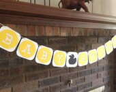 Yellow BABY SHOWER BANNER Baby Shower Sign Baby Girl Baby Boy Birth Announcement Sign Happy Birthday Bunting Garland