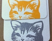 Letterpress coasters // Kitty Showdown Yellow Grey // set of 4