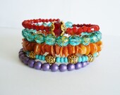 Wrap Bracelet, stack bracelet, Bohemian bracelet, orange, turquoise, purple, memory wire, boho, bohemian jewelry, colorful, gypsy jewelry