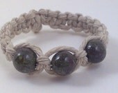 Natural Hemp Ring with Dragon's Blood Jasper Gemstone Beads