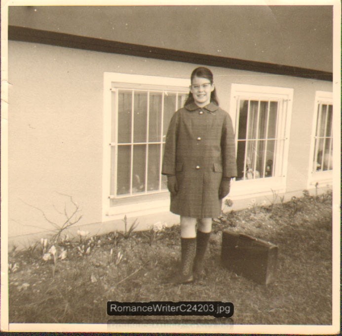 Taking a Trip Vintage Photo of a Young Girl and Her Suitcase