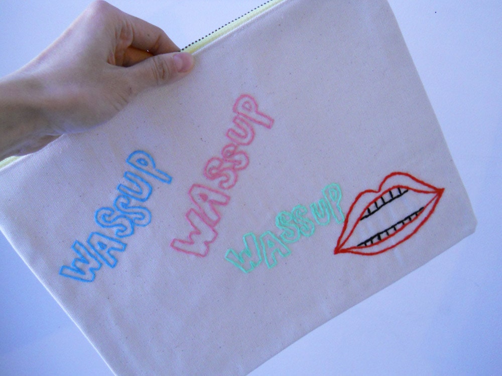 WASSUP Embroidered Clutch
