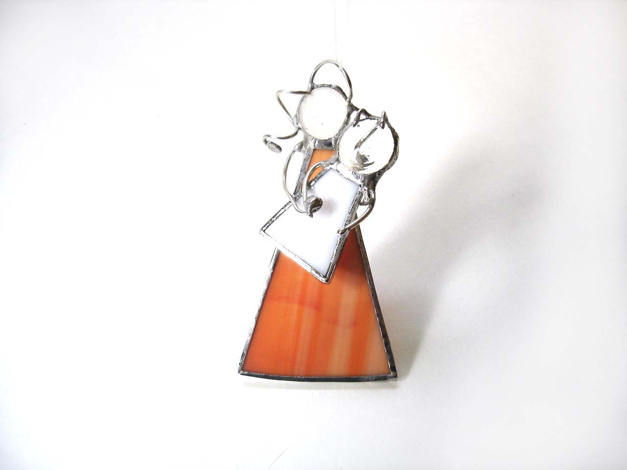 Me and mom stained glass orange suncatcher ornament, baby and me, Mothers day, mother to be