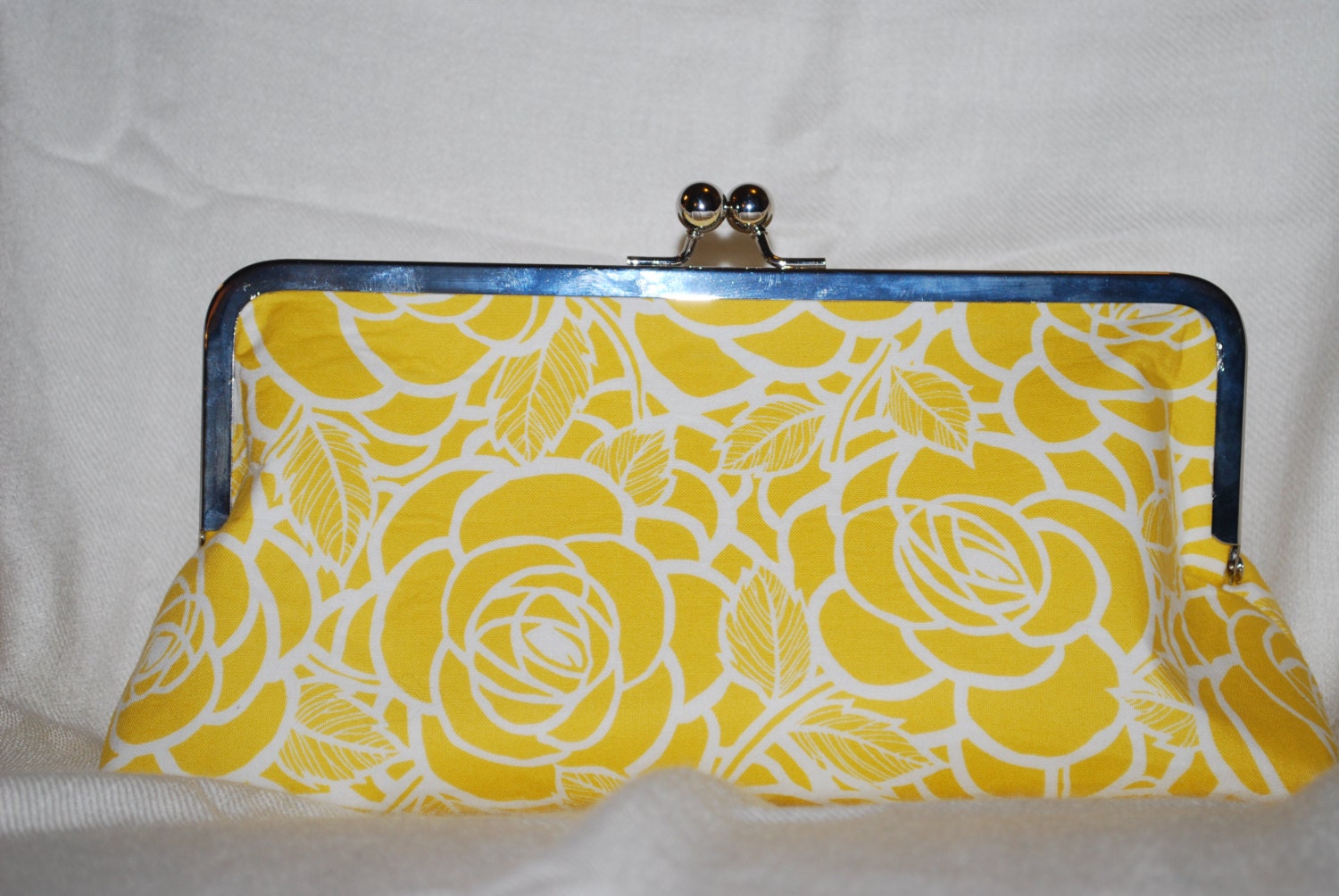Yellow Floral and Grey Clutch/Crossbody Handbag