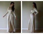 Wedding Dress / 80s Does 40s Dress / Couture / Champagne Dreams / Nude Silks / Size Small Mother of the Bride Dress