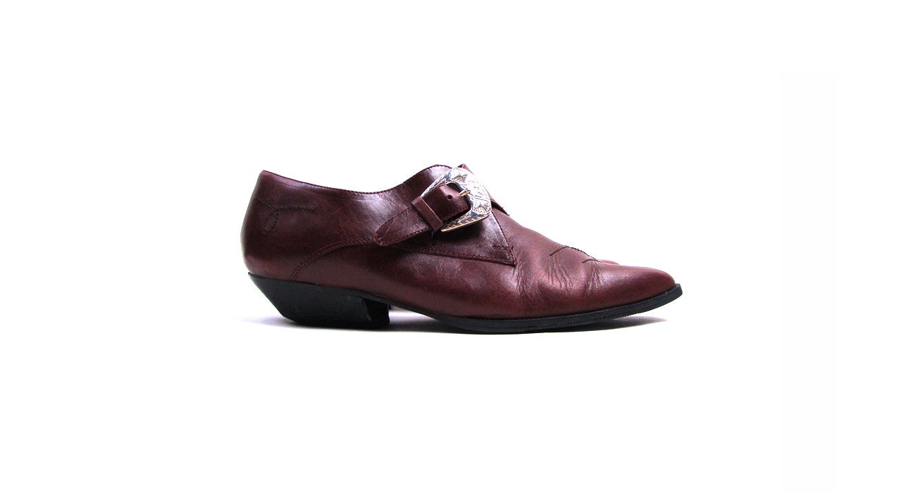 Vintage Oxblood Leather Monk Strap Ankle Boots Size 6