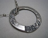 Organic Textured Hoop Oxidized Fine Silver Necklace