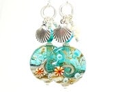Seashell Earrings, Ocean Earrings, Lampwork Earrings, Glass Bead Earrings, Beach Earrings, Dangle Earrings, Beadwork Earrings