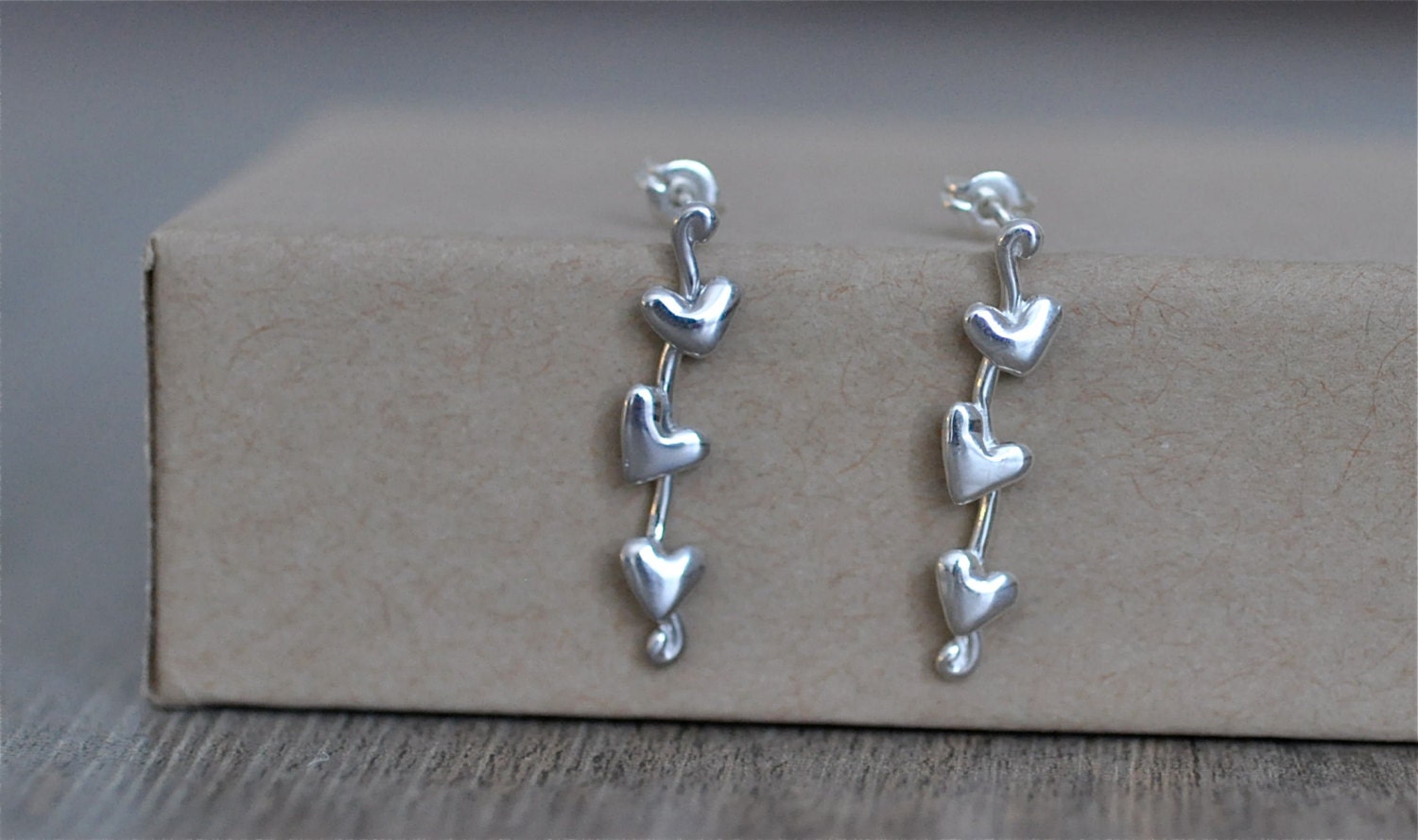 Sterling Silver Hearts on a Vine Earrings, Ready to Ship