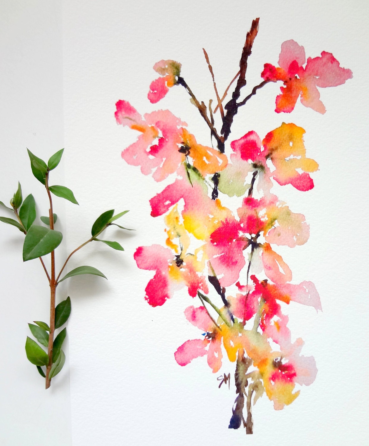 Shower Tree Petals No. 3 Watercolor Flowers, Fine Art Print 8x10