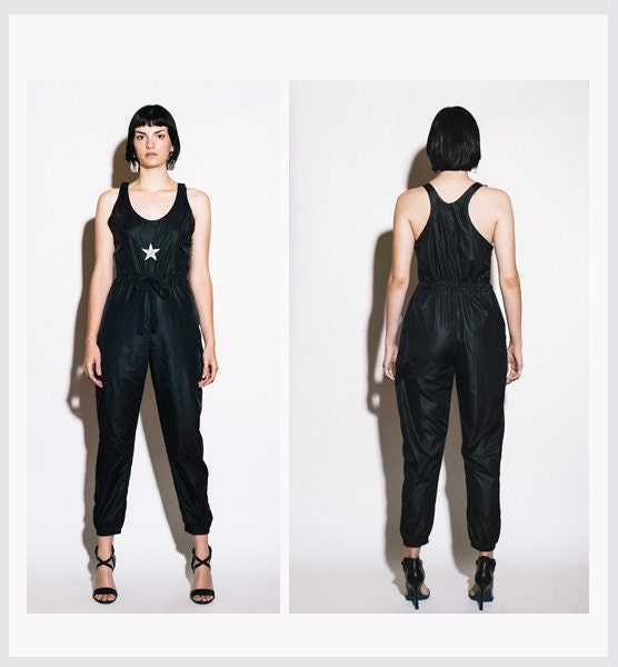 NORMA KAMALI 1980s Parachute Star Embroidered Jumpsuit
