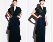 SALE Vintage 1940s Sequin Floral Bias Cut Film Noir Dress