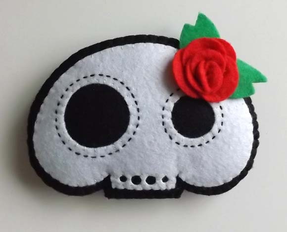 Sugar Skull Jewelry Felt Brooch