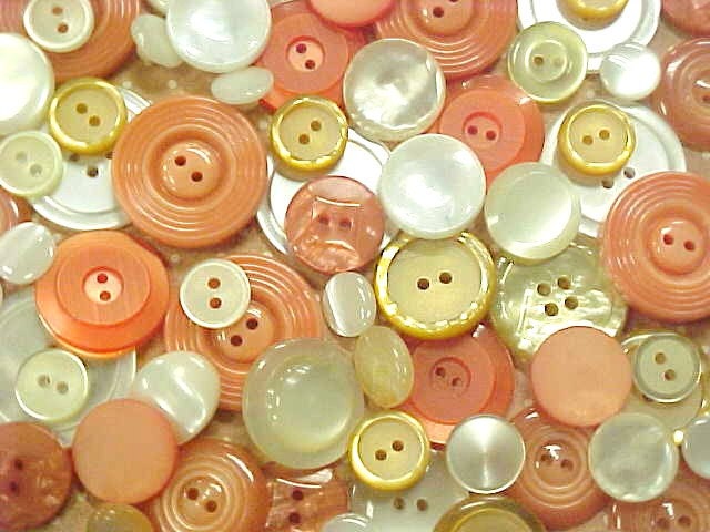 Peaches and Cream Mix Vintage Plastic Sewing Buttons Embellishments