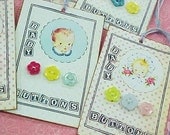 Oh Baby Sweet Sewing Button Tags Cards Vintage Inspired Gift Party Favor Keepsakes (8) Each Set