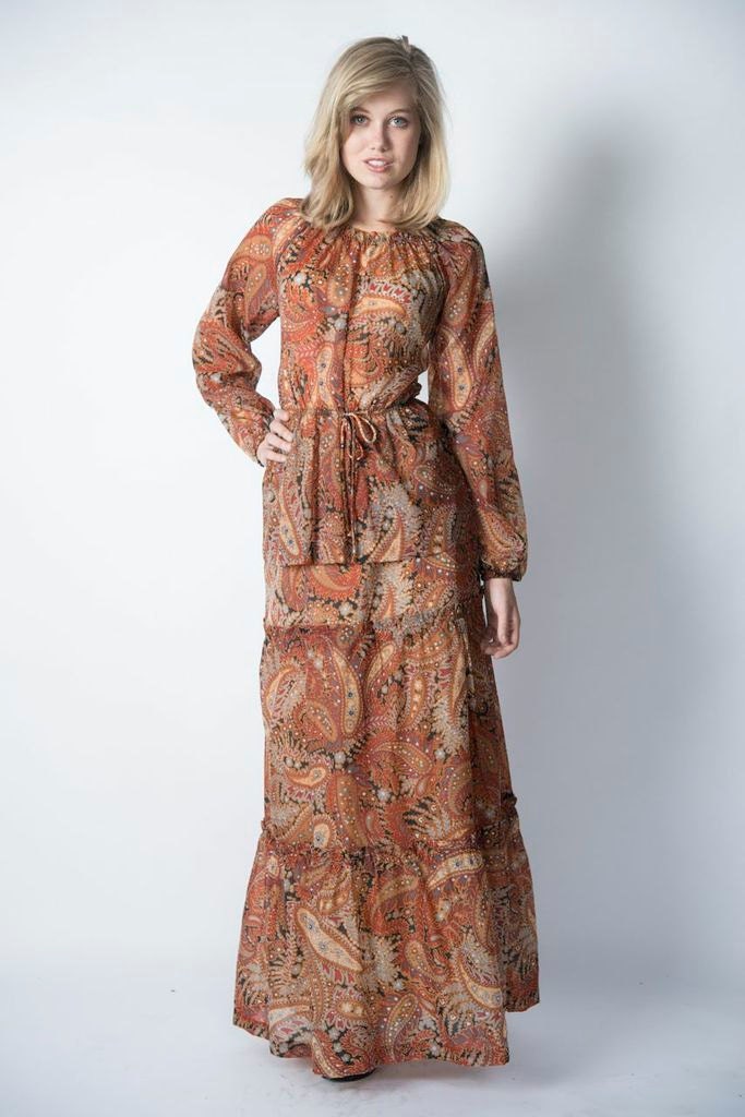 1970s Dead stock paisley print 2 pc set