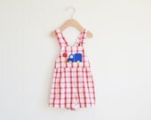 Vintage unisex red and white plaid baby jumper