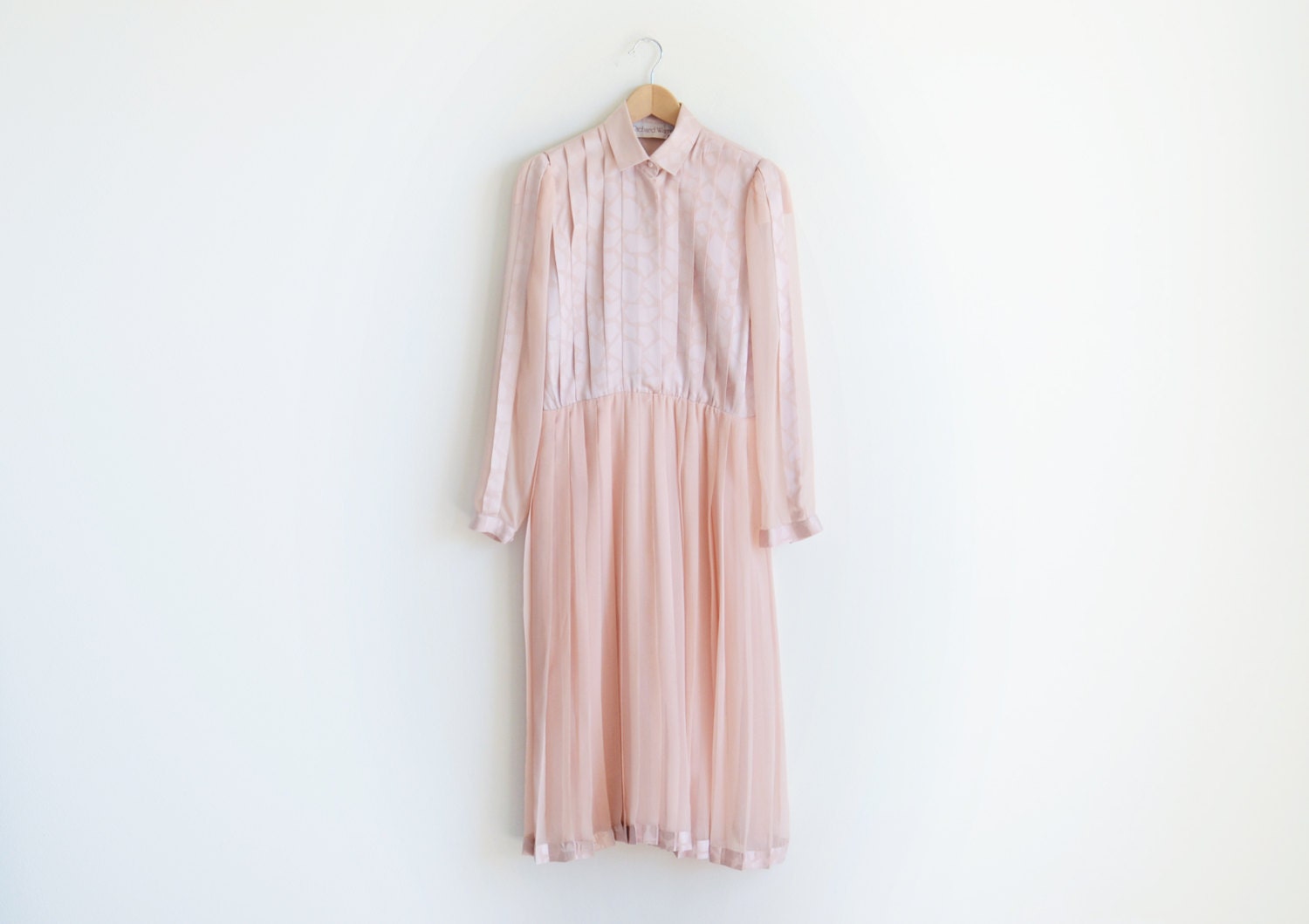 Vintage RICHARD WARREN pink silk dress.