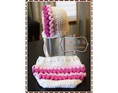 Ruffled Bonnet Hat and Diaper Cover Pattern SET - LILY - 221, 709