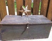 Wood Locker. Military Locker. Industrial Chic. Vintage Storage. Coffee Table. Prim Rustic Shabby