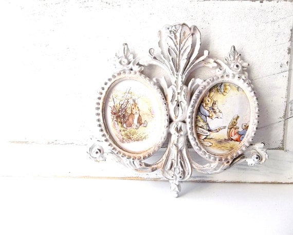 Rococo Art Baroque Ornate Guilded Frames  French Country Cottage Decor Beatrix Potter Benjamin Bunny Prints Woodland Art