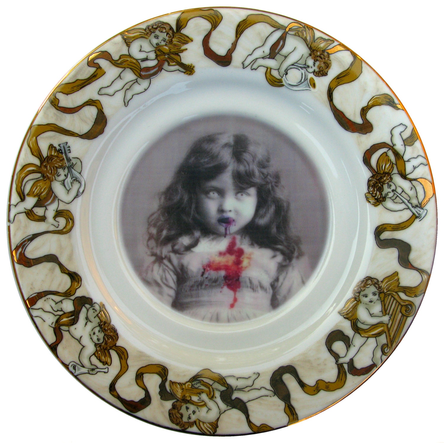 Lucy the Zombie Girl Portrait  - Altered Angel Plate 6.5"