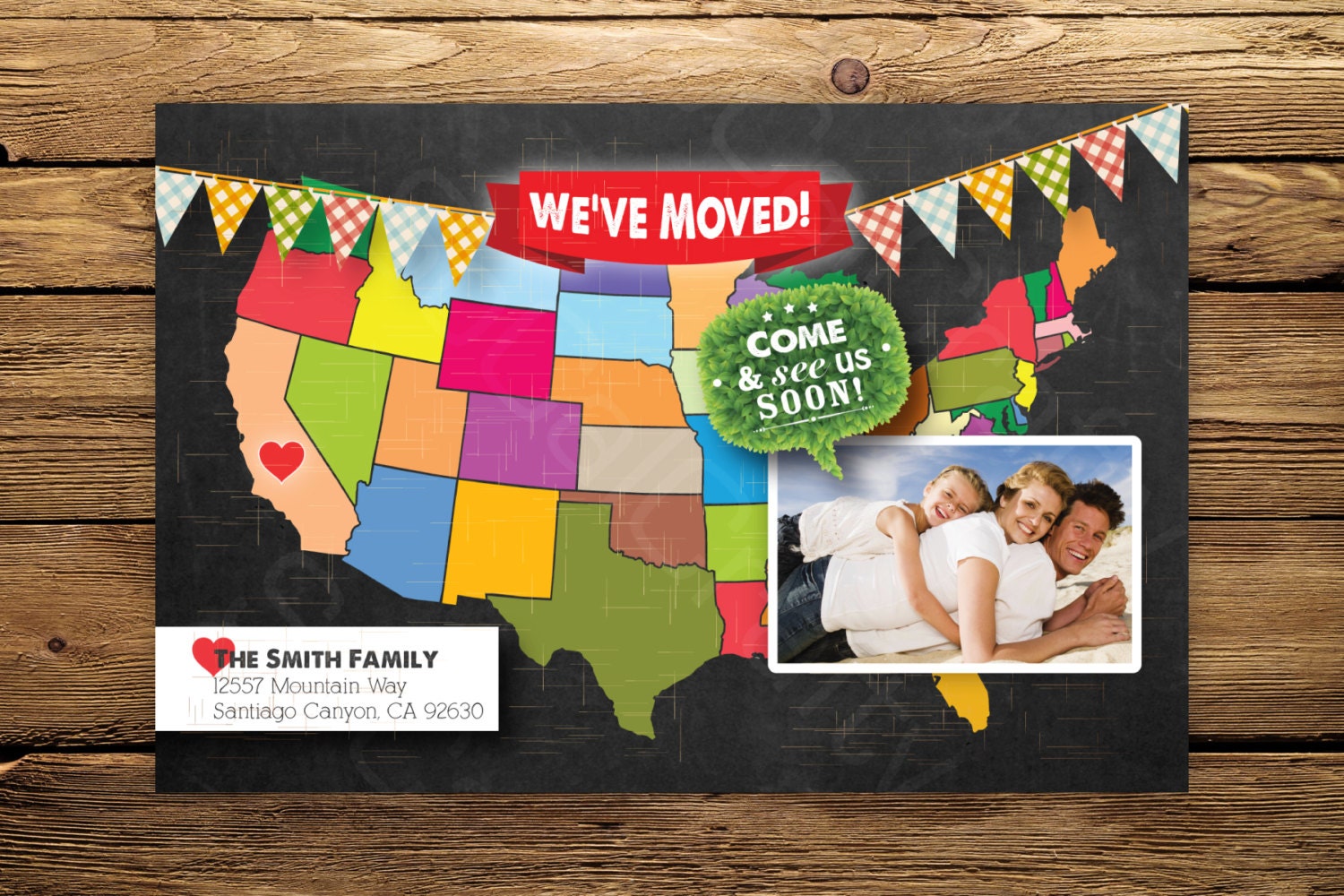 New Home Announcement Card- We've Moved, Digital or Printed