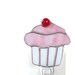 Cupcake Stained Glass Night Light Nightlight Pink White Handmade OOAK
