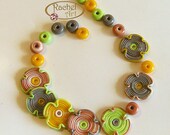 Spring Glass Flower Beads, Lampwork Flower Glass Disc Beads, Lampwork Beads Set,  Handmade Lampwork Glass Beads Disc Set (20 )