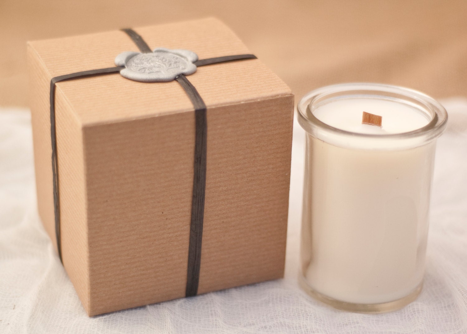 Natural Soy Candle in Recycled Glass with a Wooden Wick - Patchouli