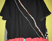Black and bright ziggy hem Cotton tunic fits LG to 2X