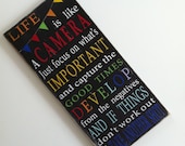 Life is Like a Camera with Bunting Typography Word Art Sign - Limited Edition