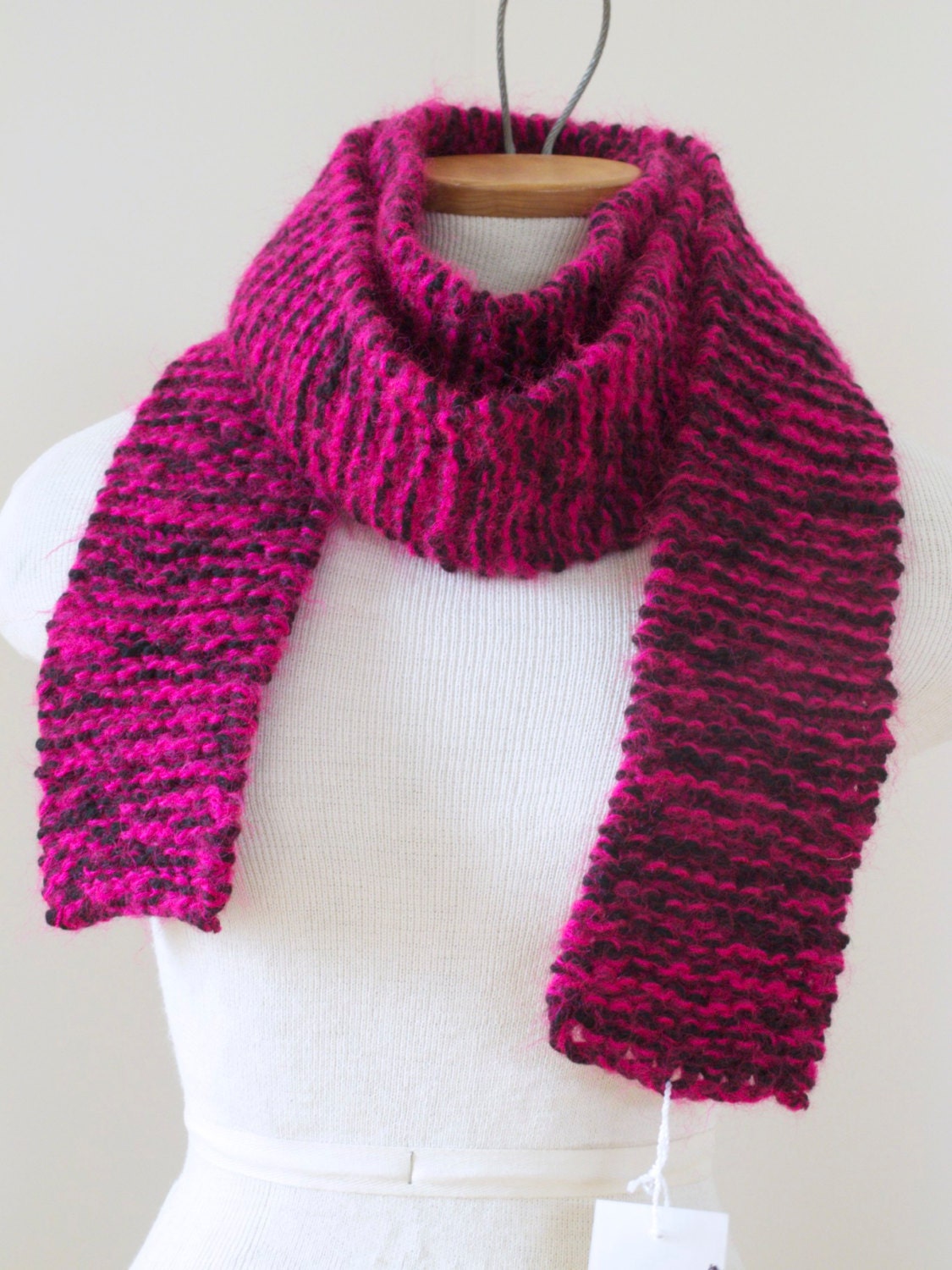 Magenta and Black Super Long Scarf S018